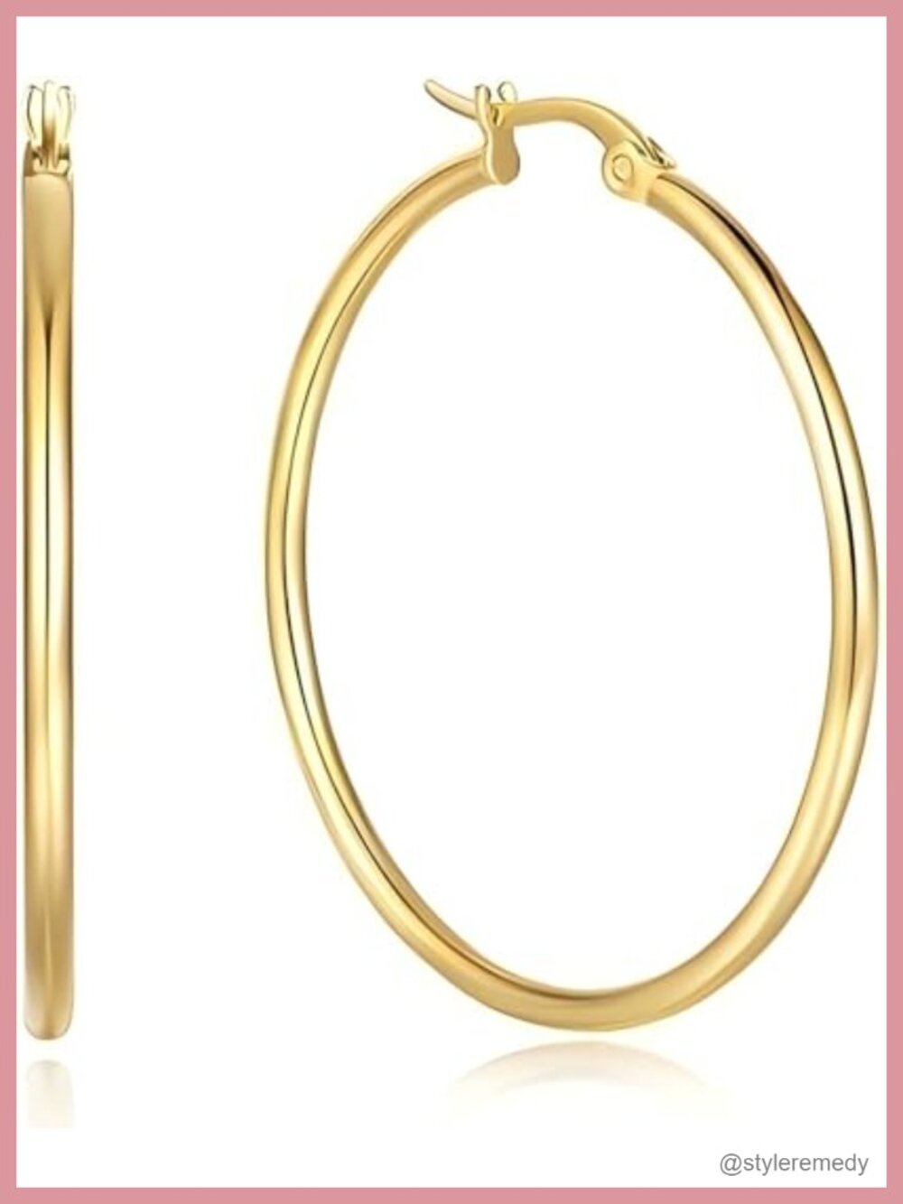 14K Gold Plated Hoop Earrings Hypoallergenic Paddle Back Everyday Jewelry